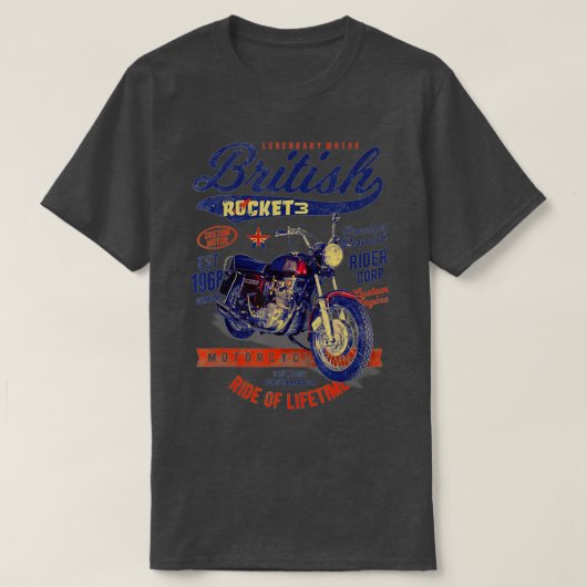 ゴージャスBSAロケット3英国バイククラシックV Tシャツ (デザイン正面)
