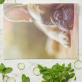 ゴージャフランスのスなブルドッグが横たわる キッチンタオル (折り畳み)