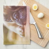 ゴージャフランスのスなブルドッグが横たわる キッチンタオル (四つ折り)