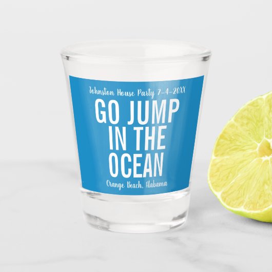ゴージャンプザ海ブルー&ホワイトハウスパーティー ショットグラス (正面)