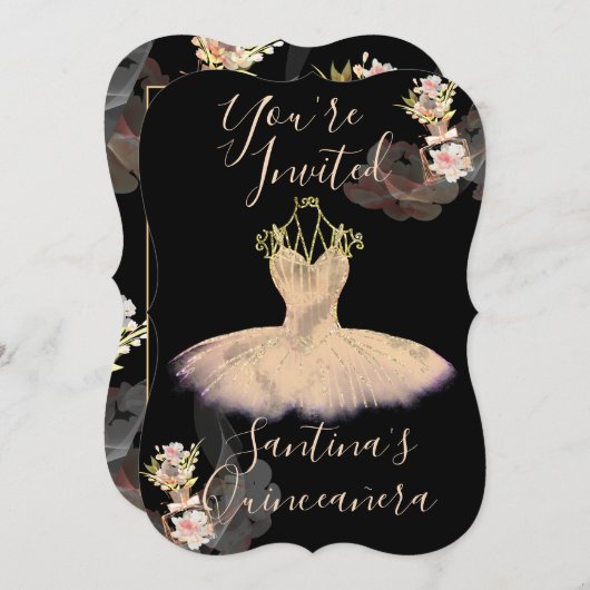 ゴージーバラ金ゴールドバレリナドレスフローラ香水 招待状 (正面/裏面)