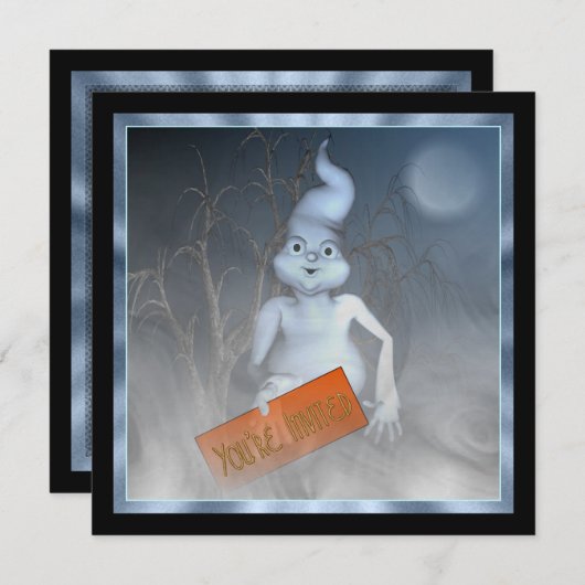 ゴーストからの招待 ハロウィンパーティーの招待状 招待状 (正面/裏面)