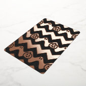 ゴーストとカボチャのハロウィンチェブロンパターン 箔招待状 (回転した状態)