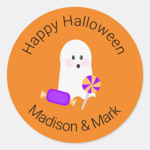 ゴーストとキャンディーのハロウィンパーティーグッズ ラウンドシール