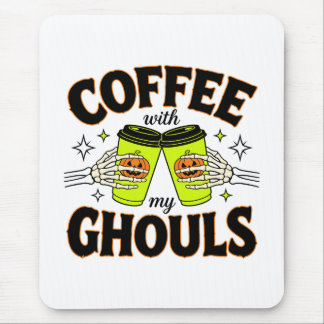 ゴーストとコーヒーブレイク 楽しいハロウィーン コーヒー好き マウスパッド