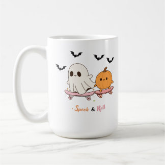 ゴーストとパンプキンのスケートボードハロウィンマグ コーヒーマグカップ