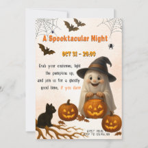 ゴーストとパンプキンのハロウィンカード | スプタキュラーな夜