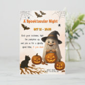 ゴーストとパンプキンのハロウィンカード | スプタキュラーな夜 招待状 (スタンド正面)