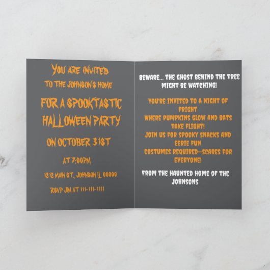 ゴーストとパンプキンの月夜のいたずら 招待状 (内部)