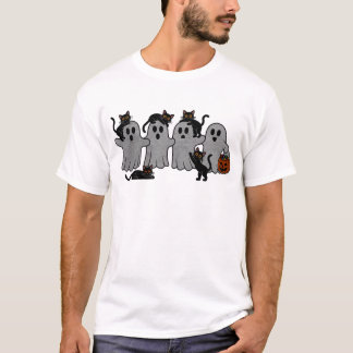 ゴーストと黒猫のかわいいハロウィンパレード Tシャツ