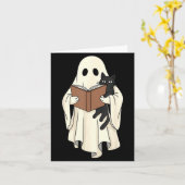 ゴーストと黒猫のハロウィン読書 カード (黄色い花)