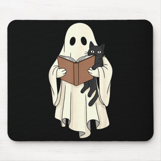 ゴーストと黒猫のハロウィン読書 マウスパッド (正面)