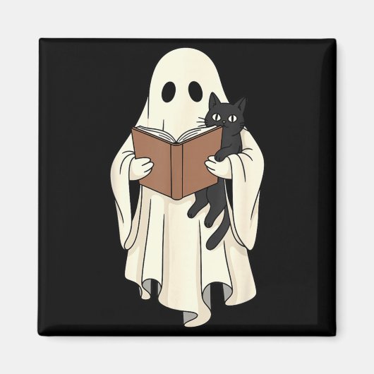 ゴーストと黒猫のハロウィン読書 マグネット (正面)