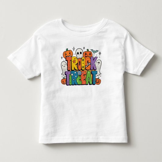 ゴーストのおもしろハロウィンヴァイブス トドラーTシャツ (正面)