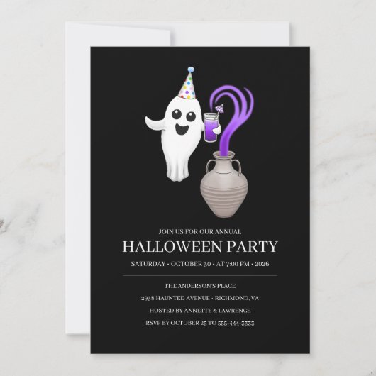 ゴーストのハロウィンパーティー 招待状 (正面)