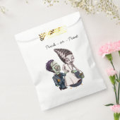 ゴーストの花嫁と花婿が描かれた楽しいハロウィンのお菓子入れ袋 フェイバーバッグ (封をした状態)
