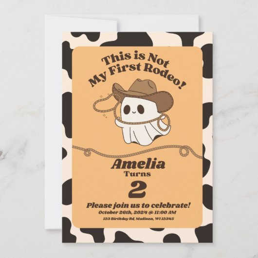 ゴーストの「初めてのロデオじゃない」誕生日招待状 招待状 (正面)