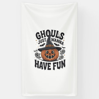 ゴーストは楽しいハロウィンポンプキンゴースト 横断幕