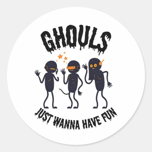 ゴーストは楽しみたい – ハロウィンステッカー ラウンドシール (正面)