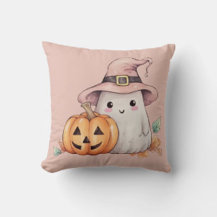 ゴーストウィッチズハットパンプキンライトピンクハロウィン クッション