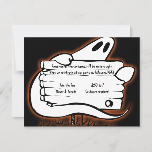 ゴーストウェルカムオンブラックハロウィーン招待状 招待状 (正面)
