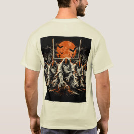 ゴーストオフェンスライン ハロウィンフットボールアート Tシャツ