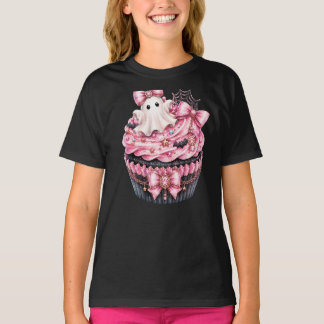 “ゴーストカップケーキ” かわいいハロウィンTシャツ Tシャツ
