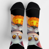 ゴーストキャットのハロウィンソックス - 魔法のような心地よい贈り物 ソックス (上部)