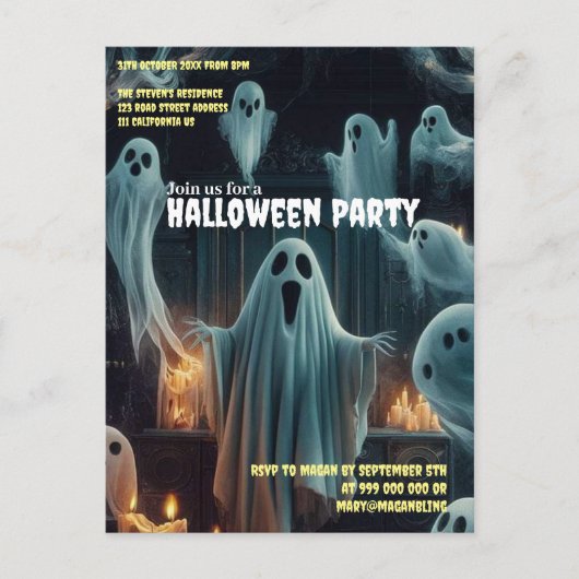 ゴーストギャザリングハロウィン不気味幽霊のよく出るハウス ポストカード (正面)