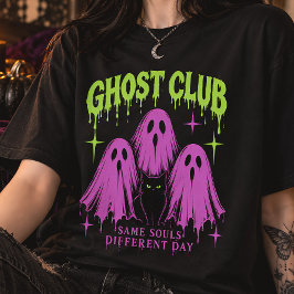ゴーストクラブ 紫の幽霊 黒猫 ゴシック ハロウィン Tシャツ