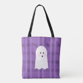 ゴーストグール紫のチェック柄ハロウィン   トートバッグ (裏面)