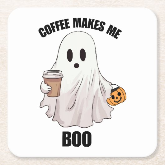 ゴーストコーヒーハロウィンおもしろ  スクエアペーパーコースター (正面)