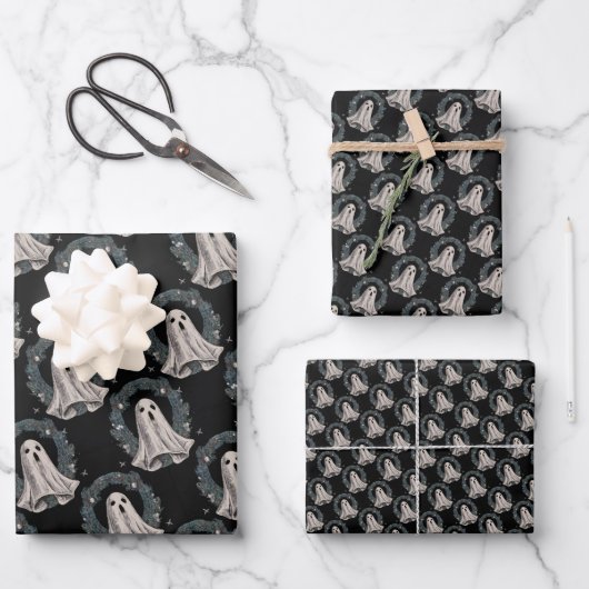 ゴーストゴシックホリデーギフトラップ紙ヴィンテージゴシック ラッピングペーパーシート (正面)