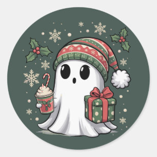 ゴーストサンタクリスマス休日Xmasハロウィンゴースト ラウンドシール