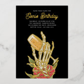 ゴーストシャンパンハロウィーン誕生日パーティー 箔招待状 (正面)