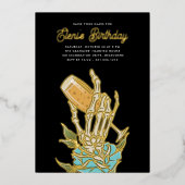 ゴーストシャンパンハロウィーン誕生日パーティー 箔招待状 (正面)