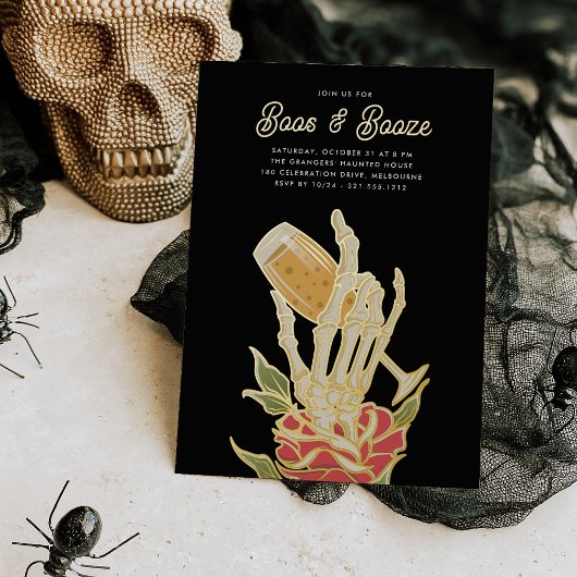 ゴーストシャンパーニュ「Boos & Booze」ハローウィンパーティ 箔招待状
