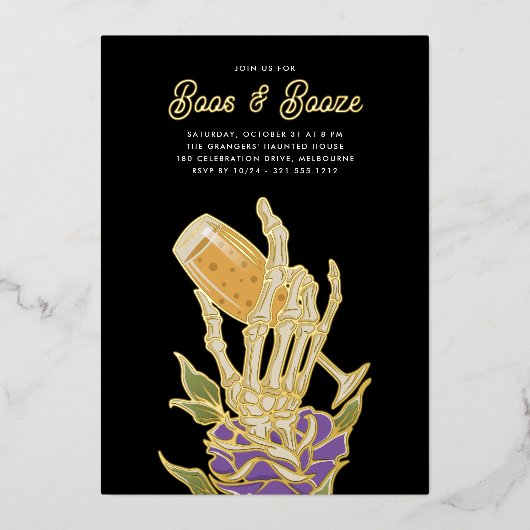 ゴーストシャンパーニュ「Boos & Booze」ハローウィンパーティ 箔招待状 (正面)
