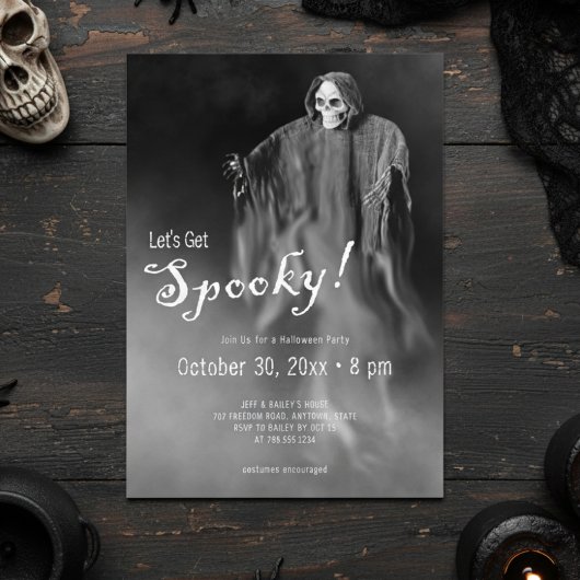 ゴーストスケルトン不気味ハローウィンパーティ 招待状