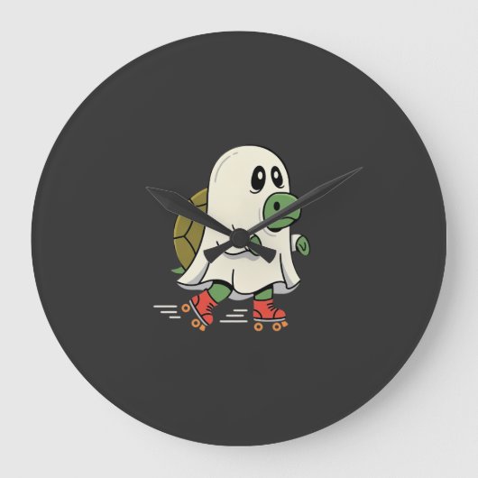 ゴーストタートルローラースケートハロウィンデザイン_1 ラージ壁時計 (正面)