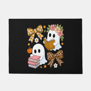 ゴーストブックのハロウィン フローラル 秋 ハロウィン ドアマット