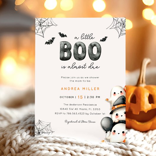 ゴーストベイビーシャワー A Little Boo ハロウィン 招待状