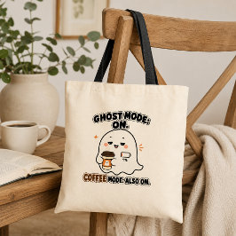 ゴーストモードオン、コーヒーモードもオン 面白い内向的デザイン トートバッグ