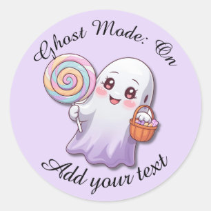 ゴーストモード:オン – ハロウィンのゴーストステッカー ラウンドシール