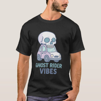 ゴーストライダーの雰囲気 ドクロ ドライビングカー Tシャツ