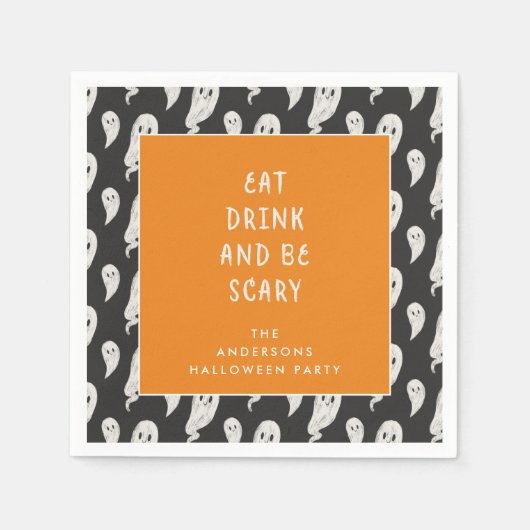 ゴーストリーハローウィンパーティハロウィンナプキン スタンダードカクテルナプキン (正面)