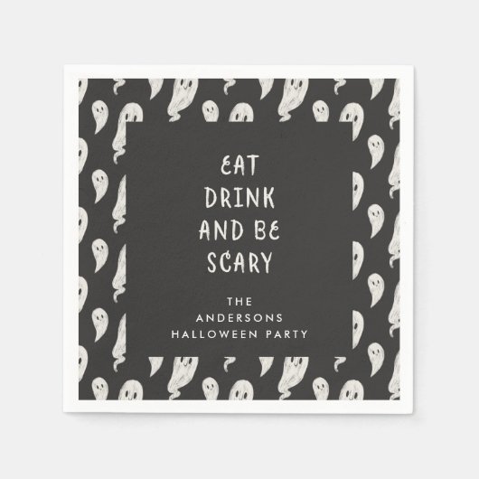 ゴーストリーハローウィンパーティハロウィンナプキン スタンダードカクテルナプキン (正面)