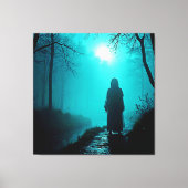 ゴーストリー姿幽霊のよく出るインウッズデザイン キャンバスプリント (正面)