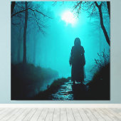 ゴーストリー姿幽霊のよく出るインウッズデザイン キャンバスプリント (インサイチュ (ウッドフロア))