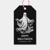 ゴースト付きのハロウィンパーティーのお菓子 ギフトタグ (正面)
